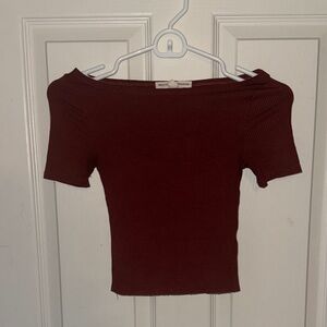 Urban Outfitters Off-Shoulder Burgundy Blouse